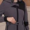 Belted Zippered Parachute Hooded Topcoat 1227 - Antrasıt