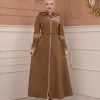 Belted Zippered Parachute Hooded Topcoat 1227 - tan