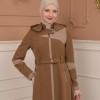 Belted Zippered Parachute Hooded Topcoat 1227 - tan