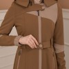 Belted Zippered Parachute Hooded Topcoat 1227 - tan