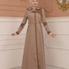 Belted Zippered Parachute Hooded Topcoat 1227 - light brown