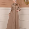 Belted Zippered Parachute Hooded Topcoat 1227 - light brown