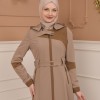 Belted Zippered Parachute Hooded Topcoat 1227 - light brown