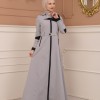 Belted Zippered Parachute Hooded Topcoat 1227 - gray
