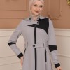 Belted Zippered Parachute Hooded Topcoat 1227 - gray