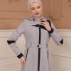 Belted Zippered Parachute Hooded Topcoat 1227 - gray