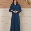 Belted Zippered Prada Hooded Abaya Dress 1228 - turquoise