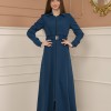 Belted Zippered Prada Hooded Abaya Dress 1228 - turquoise