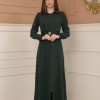 Belted Zippered Prada Hooded Abaya Dress 1228 - green