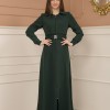 Belted Zippered Prada Hooded Abaya Dress 1228 - green