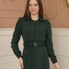 Belted Zippered Prada Hooded Abaya Dress 1228 - green