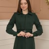 Belted Zippered Prada Hooded Abaya Dress 1228 - green