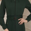 Belted Zippered Prada Hooded Abaya Dress 1228 - green