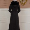 FURRY SLEEVE AND HOOD HIJAB TOPCOAT 1356 - black