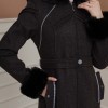 FURRY SLEEVE AND HOOD HIJAB TOPCOAT 1356 - black