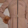 FURRY SLEEVE AND HOOD HIJAB TOPCOAT 1356 - light brown