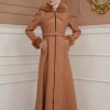 FURRY SLEEVE AND HOOD HIJAB TOPCOAT 1356 - tan