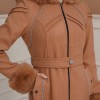 FURRY SLEEVE AND HOOD HIJAB TOPCOAT 1356 - tan