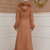 FURRY SLEEVE AND HOOD HIJAB TOPCOAT 1356 - tan