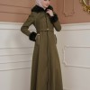 FURRY SLEEVE AND HOOD HIJAB TOPCOAT 1356 - khaki