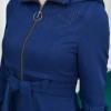 Hooded-Belted Hijab Topcoat  with front zipper 1206 - deep blue