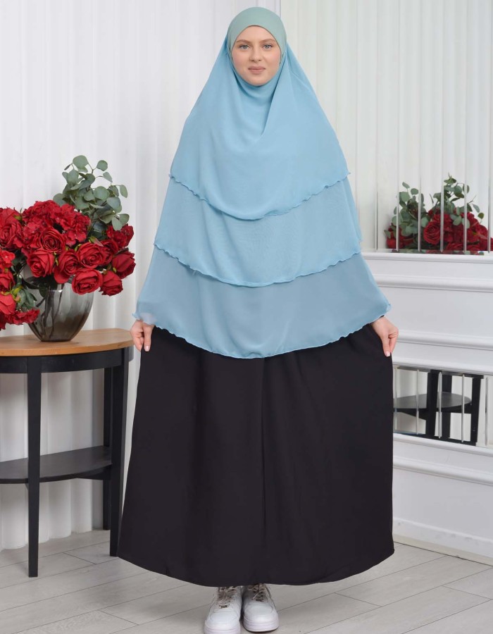 Chiffon Hijab Ready Made Veiled Practical Scarf 3 Layer - Cover Souffle 827 - mint