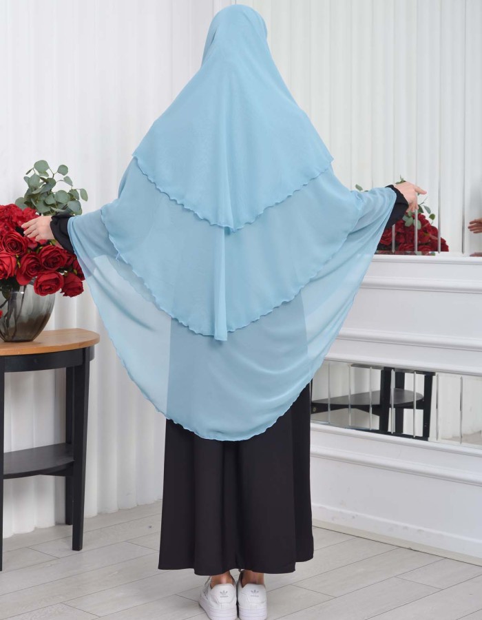 Chiffon Hijab Ready Made Veiled Practical Scarf 3 Layer - Cover Souffle 827 - mint