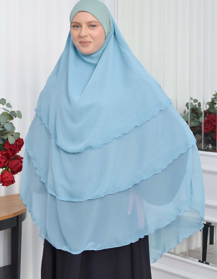 Chiffon Hijab Ready Made Veiled Practical Scarf 3 Layer - Cover Souffle 827 - mint