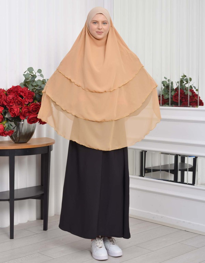 Chiffon Hijab Ready Made Veiled Practical Scarf 3 Layer - Cover Souffle 827 - salmon