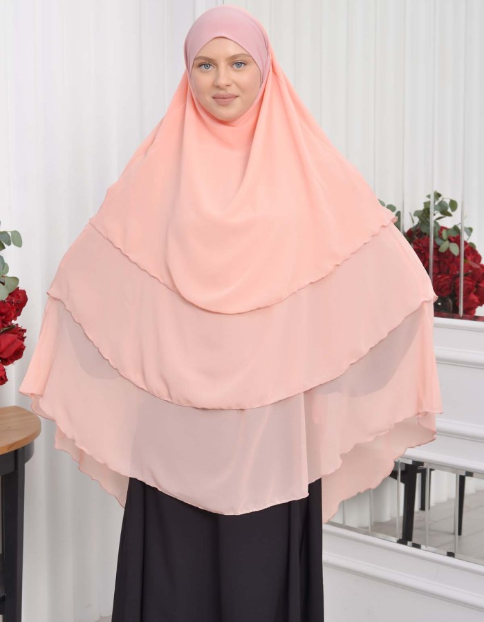 Chiffon Hijab Ready Made Veiled Practical Scarf 3 Layer - Cover Souffle 827 - powder pink/ dusty pink