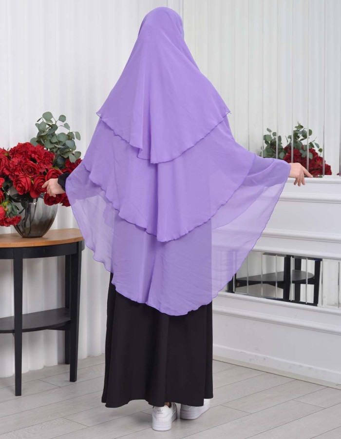 Chiffon Hijab Ready Made Veiled Practical Scarf 3 Layer - Cover Souffle 827 - lilac
