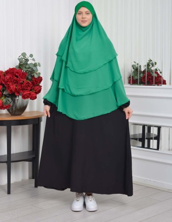 3-lagiger Chiffon Khimar (Scharia-Schild) 827 - Grün