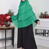 Chiffon Hijab Ready Made Veiled Practical Scarf 3 Layer - Cover Souffle 827 - green