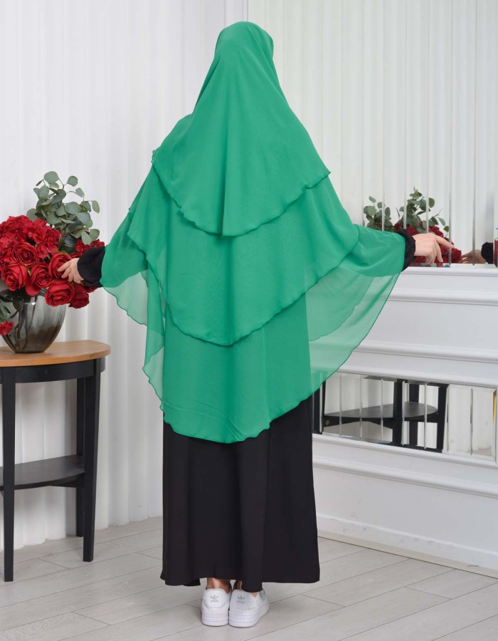 Chiffon Hijab Ready Made Veiled Practical Scarf 3 Layer - Cover Souffle 827 - green