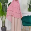 Chiffon Hijab Ready Made Veiled Practical Scarf 3 Layer - Cover Souffle 827 - pink