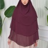 Chiffon Hijab Ready Made Veiled Practical Scarf 3 Layer - Cover Souffle 827 - cherry red