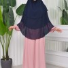 Chiffon Hijab Ready Made Veiled Practical Scarf 3 Layer - Cover Souffle 827 - Dunkelblau
