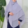 Chiffon Hijab Ready Made Veiled Practical Scarf 3 Layer - Cover Souffle 827 Gri