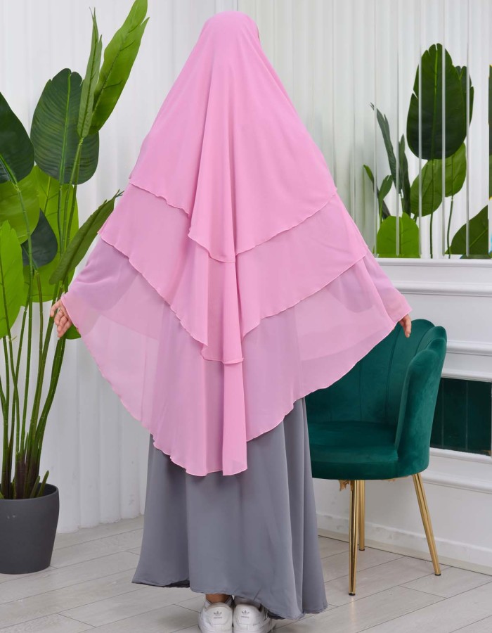 Chiffon Hijab Ready Made Veiled Practical Scarf 3 Layer - Cover Souffle 827 - light pink