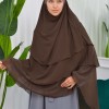 Chiffon Hijab Ready Made Veiled Practical Scarf 3 Layer - Cover Souffle 827 kuyu kahve rengı