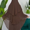 Chiffon Hijab Ready Made Veiled Practical Scarf 3 Layer - Cover Souffle 827 kuyu kahve rengı