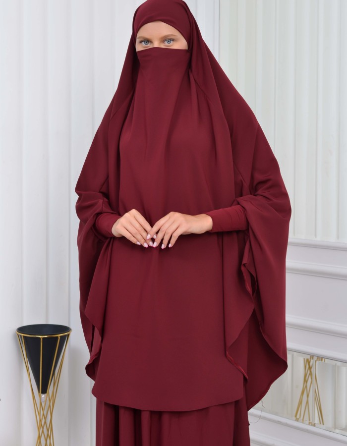ISLAMIC WEARING Hijab 2Pieces Madine LIGRA Sleeve 822 Bordo