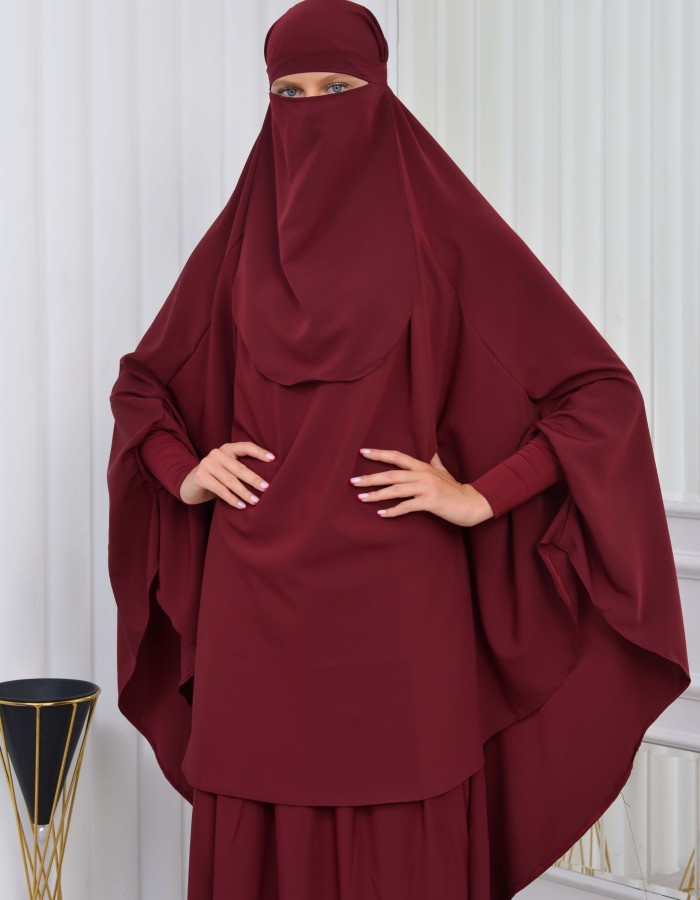 ISLAMIC WEARING Hijab 2Pieces Madine LIGRA Sleeve 822 Bordo