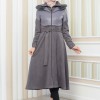 Damen Winter-Trenchcoat aus Wildleder und Leder 1351 - Grau