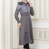 Damen Winter-Trenchcoat aus Wildleder und Leder 1351 - Grau