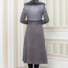 Damen Winter-Trenchcoat aus Wildleder und Leder 1351 - Grau