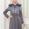 Damen Winter-Trenchcoat aus Wildleder und Leder 1351 - Grau