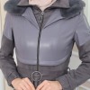 Damen Winter-Trenchcoat aus Wildleder und Leder 1351 - Grau