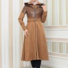 Damen Winter-Trenchcoat aus Wildleder und Leder 1351 - Tabak