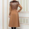Damen Winter-Trenchcoat aus Wildleder und Leder 1351 - Tabak